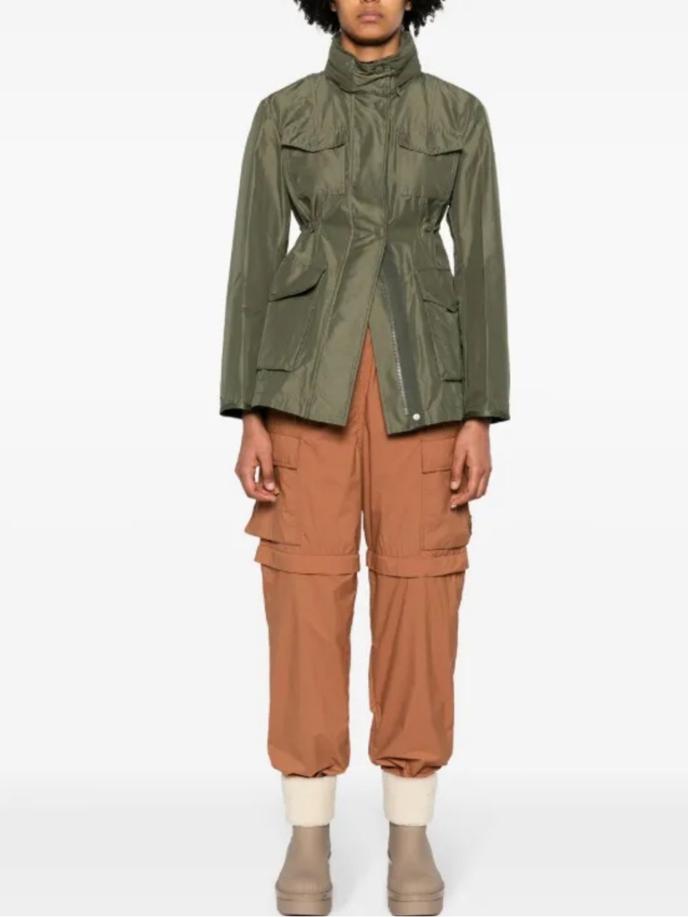 Moncler Hooded Jacket Women Medium 2 Military LLO concealed Field Cargo $1690 - Picture 2 of 16